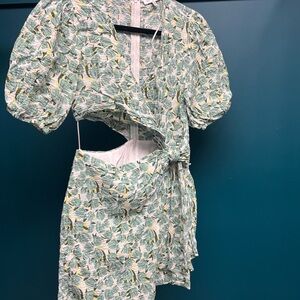 Emory Park Green Floral Asymmetrical Dress